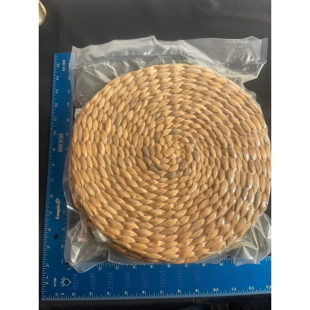 4pc Woven Water Hyacinth Placemats Round Natural Braided Seagrass‎ Mats 12in